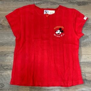 DISNEY Mickey and Co. Little Girl Embroidered Ribbed Short Sleeve Top